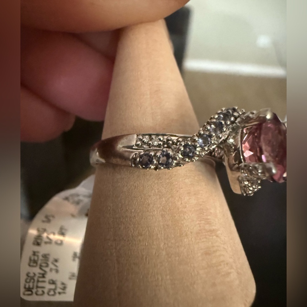 Vintage Ruby Sapphire and diamond ring 14k white gold sz 8 - Picture 6 of 10
